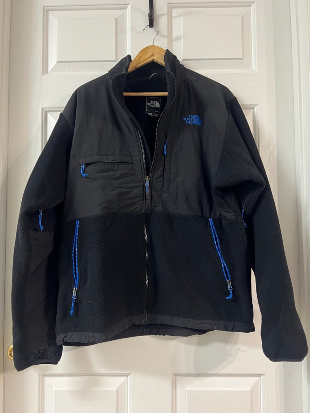 The North Face Black Fleece Jacket with Blue Details